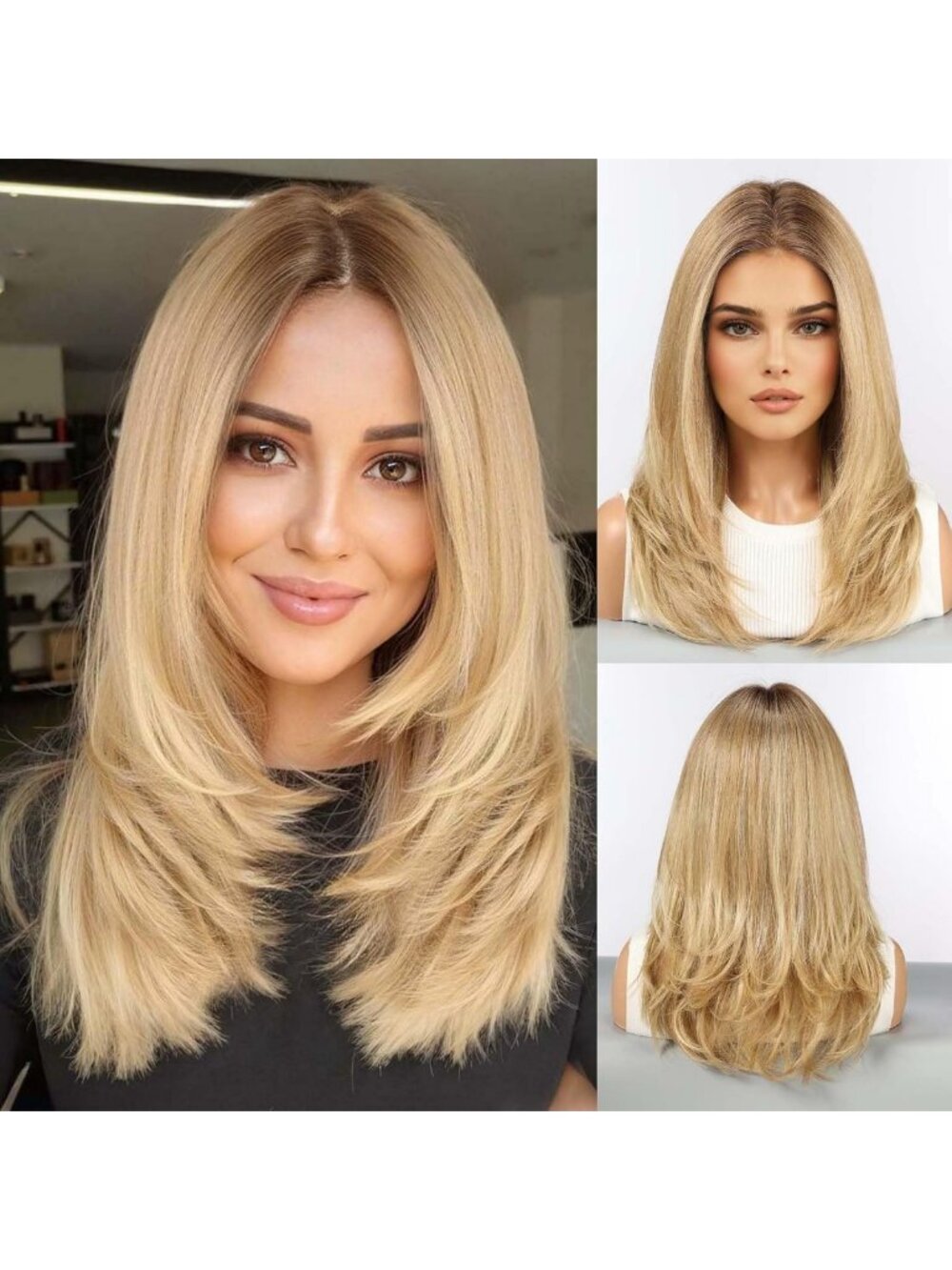 HAIRCUBE 18 Inch Human Hair Blend Lace Front Wig Glueless HD Swiss Lace Ombre